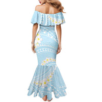 Polynesian Vintage Floral Family Matching Mermaid Dress and Hawaiian Shirt Azure Motifs LT7 - Polynesian Pride