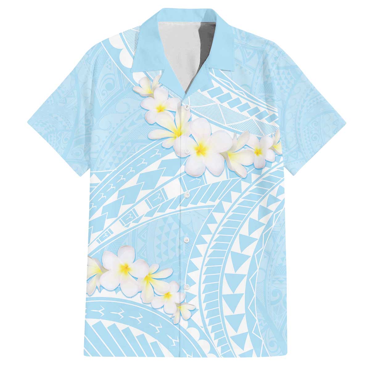 Polynesian Vintage Floral Family Matching Off The Shoulder Long Sleeve Dress and Hawaiian Shirt Azure Motifs LT7 Dad's Shirt - Short Sleeve Azure - Polynesian Pride