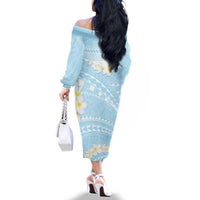 Polynesian Vintage Floral Family Matching Off The Shoulder Long Sleeve Dress and Hawaiian Shirt Azure Motifs LT7 - Polynesian Pride