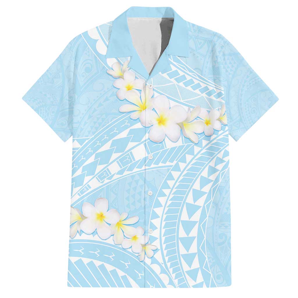 Polynesian Vintage Floral Family Matching Off Shoulder Short Dress and Hawaiian Shirt Azure Motifs LT7 Dad's Shirt - Short Sleeve Azure - Polynesian Pride