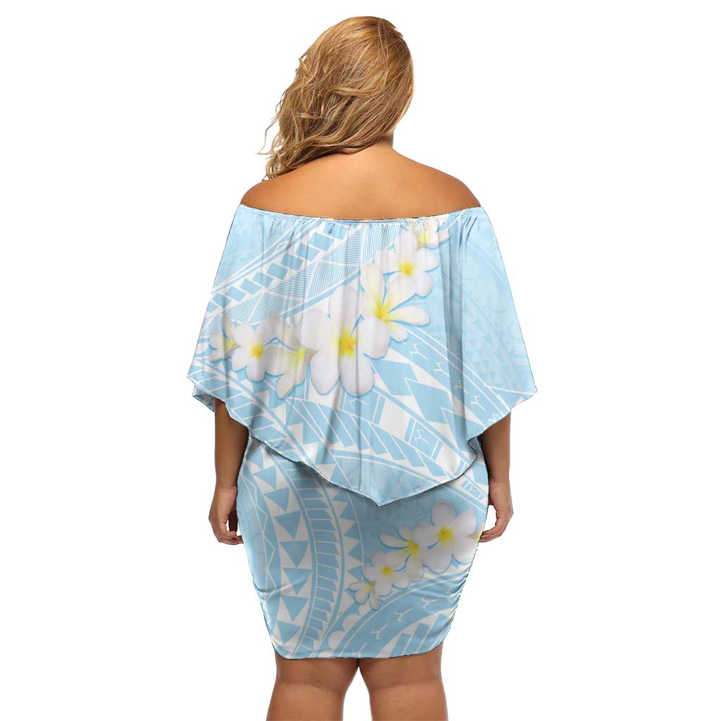 Polynesian Vintage Floral Family Matching Off Shoulder Short Dress and Hawaiian Shirt Azure Motifs LT7 - Polynesian Pride