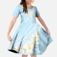 Polynesian Vintage Floral Family Matching Puletasi and Hawaiian Shirt Azure Motifs LT7 Daughter's Dress Azure - Polynesian Pride