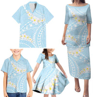 Polynesian Vintage Floral Family Matching Puletasi and Hawaiian Shirt Azure Motifs LT7 - Polynesian Pride