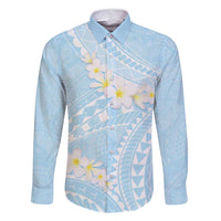 Polynesian Vintage Floral Family Matching Summer Maxi Dress and Hawaiian Shirt Azure Motifs LT7 Dad's Shirt - Long Sleeve Azure - Polynesian Pride