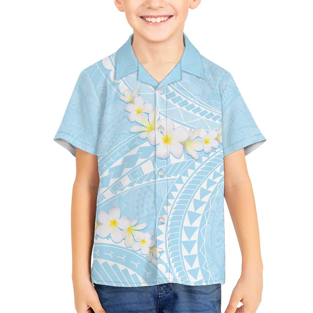 Polynesian Vintage Floral Family Matching Summer Maxi Dress and Hawaiian Shirt Azure Motifs LT7 Son's Shirt Azure - Polynesian Pride