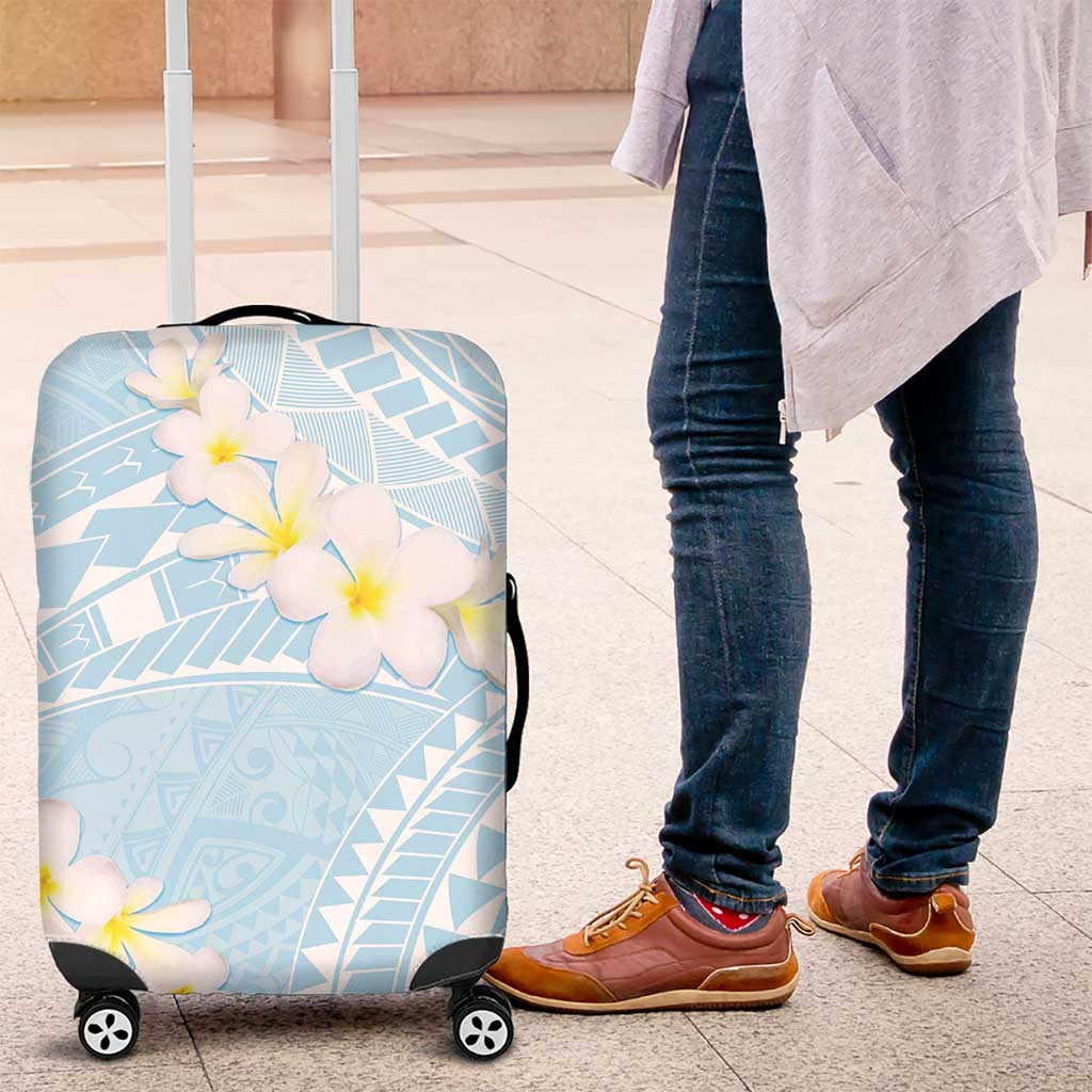Polynesian Vintage Floral Luggage Cover Azure Motifs LT7 Azure - Polynesian Pride