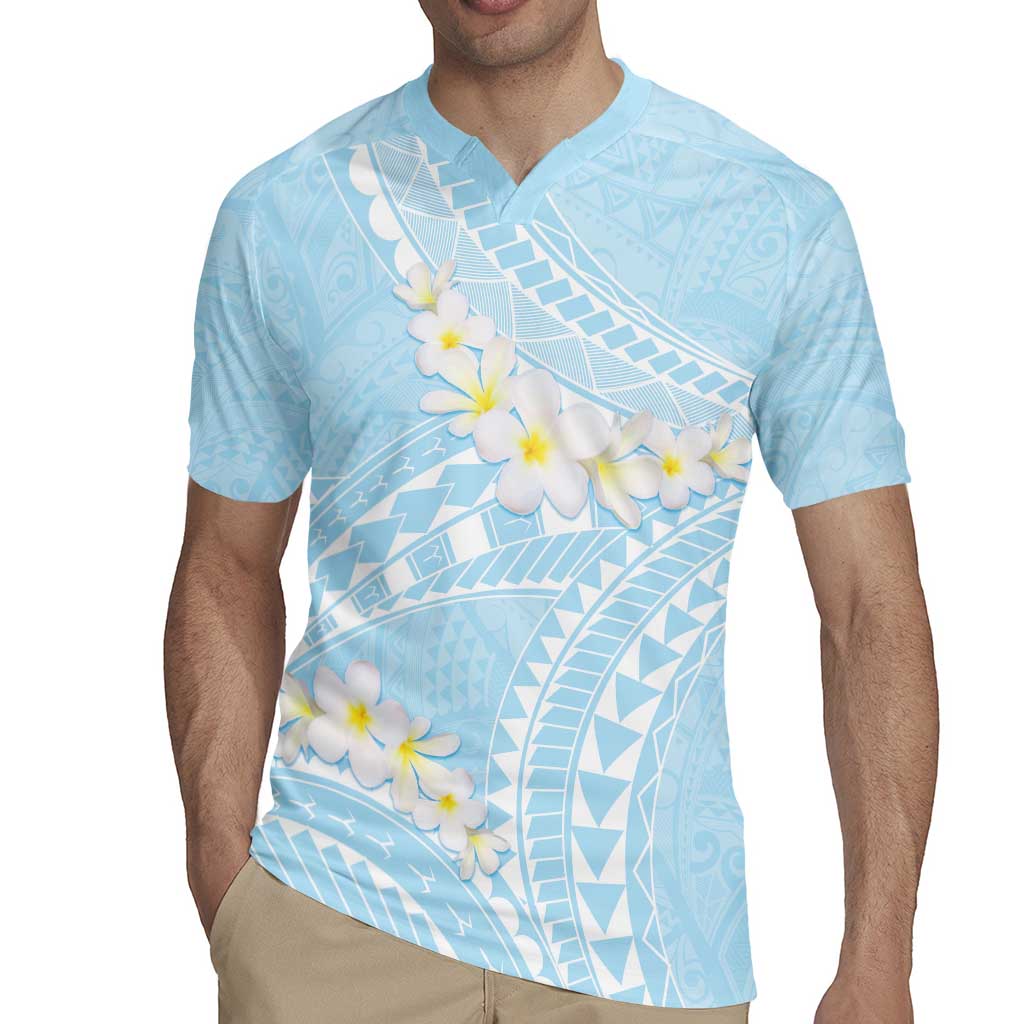 Polynesian Vintage Floral Rugby Jersey Azure Motifs - Polynesian Pride