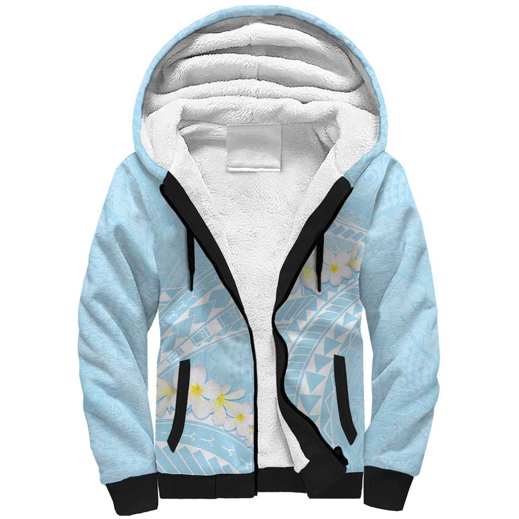 Polynesian Vintage Floral Sherpa Hoodie Azure Motifs LT7 Unisex Azure - Polynesian Pride