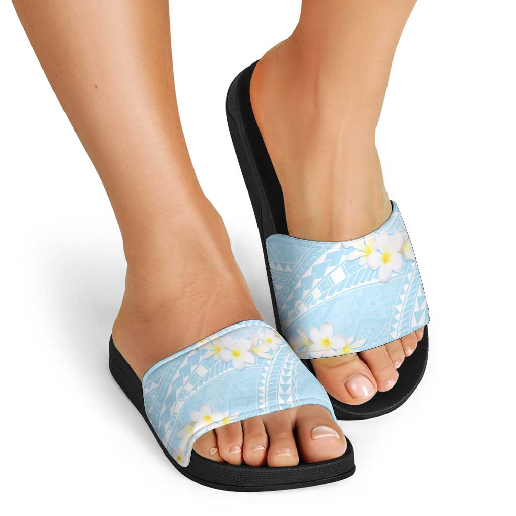 Polynesian Vintage Floral Slide Sandals Azure Motifs - Polynesian Pride