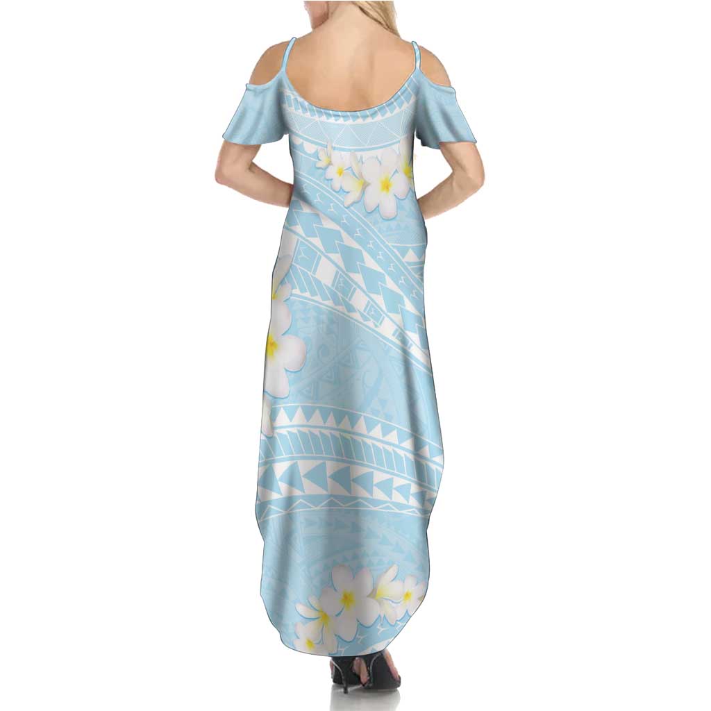 Polynesian Vintage Floral Summer Maxi Dress Azure Motifs - Polynesian Pride