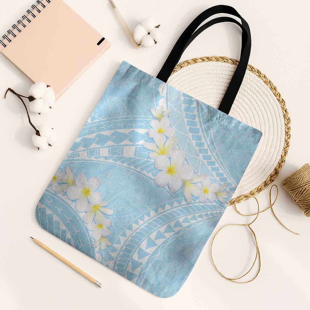Polynesian Vintage Floral Tote Bag Azure Motifs - Polynesian Pride