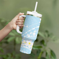 Polynesian Vintage Floral Tumbler With Handle Azure Motifs - Polynesian Pride