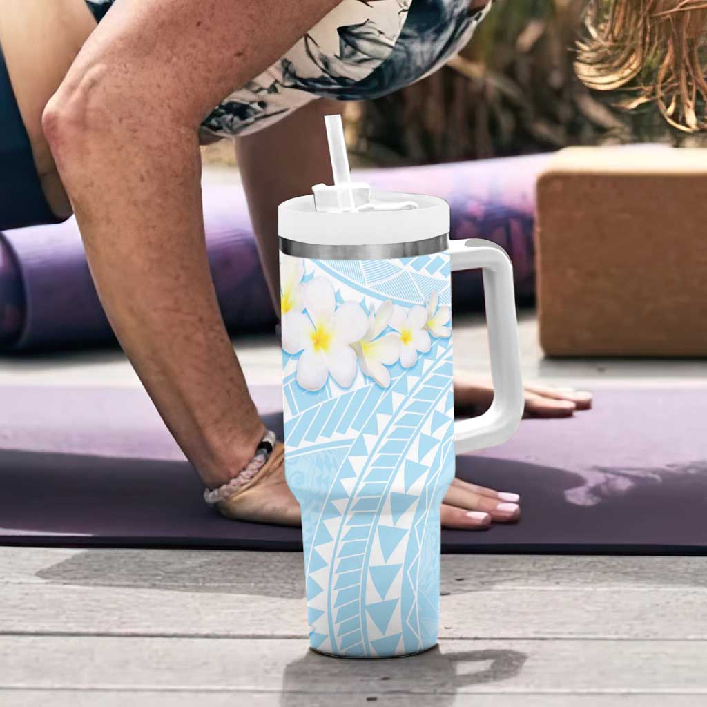 Polynesian Vintage Floral Tumbler With Handle Azure Motifs - Polynesian Pride