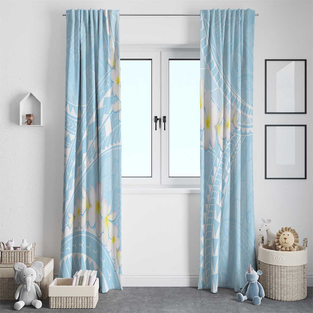 Polynesian Vintage Floral Window Curtain Azure Motifs - Polynesian Pride