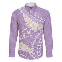 Polynesian Vintage Floral Family Matching Long Sleeve Bodycon Dress and Hawaiian Shirt Lavender Motifs LT7 Dad's Shirt - Long Sleeve Lavender - Polynesian Pride