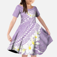 Polynesian Vintage Floral Family Matching Off The Shoulder Long Sleeve Dress and Hawaiian Shirt Lavender Motifs LT7 Daughter's Dress Lavender - Polynesian Pride