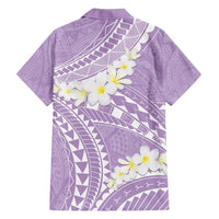 Polynesian Vintage Floral Family Matching Off Shoulder Short Dress and Hawaiian Shirt Lavender Motifs LT7 - Polynesian Pride