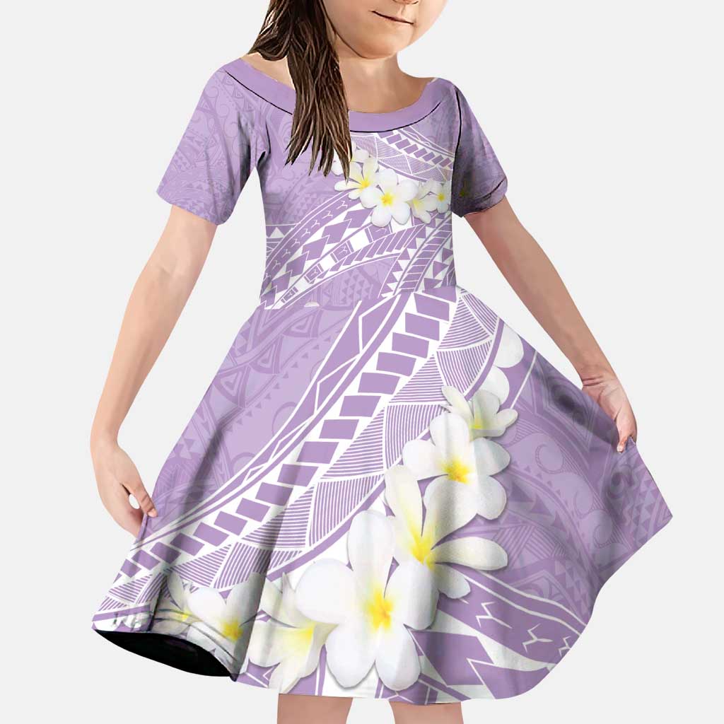 Polynesian Vintage Floral Family Matching Puletasi and Hawaiian Shirt Lavender Motifs LT7 Daughter's Dress Lavender - Polynesian Pride