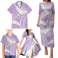 Polynesian Vintage Floral Family Matching Puletasi and Hawaiian Shirt Lavender Motifs LT7 - Polynesian Pride