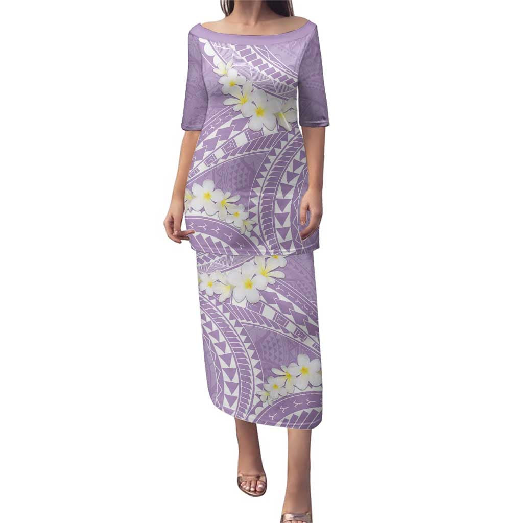 Polynesian Vintage Floral Family Matching Puletasi and Hawaiian Shirt Lavender Motifs LT7 Mom's Dress Lavender - Polynesian Pride