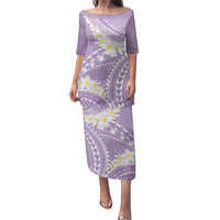 Polynesian Vintage Floral Family Matching Puletasi and Hawaiian Shirt Lavender Motifs LT7 Mom's Dress Lavender - Polynesian Pride