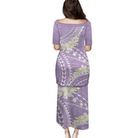 Polynesian Vintage Floral Family Matching Puletasi and Hawaiian Shirt Lavender Motifs LT7 - Polynesian Pride