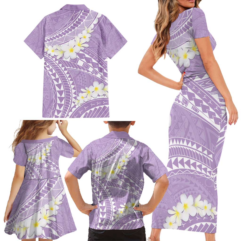 Polynesian Vintage Floral Family Matching Short Sleeve Bodycon Dress and Hawaiian Shirt Lavender Motifs LT7 - Polynesian Pride