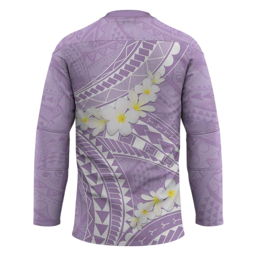 Polynesian Vintage Floral Hockey Jersey Lavender Motifs - Polynesian Pride