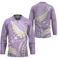 Polynesian Vintage Floral Hockey Jersey Lavender Motifs - Polynesian Pride