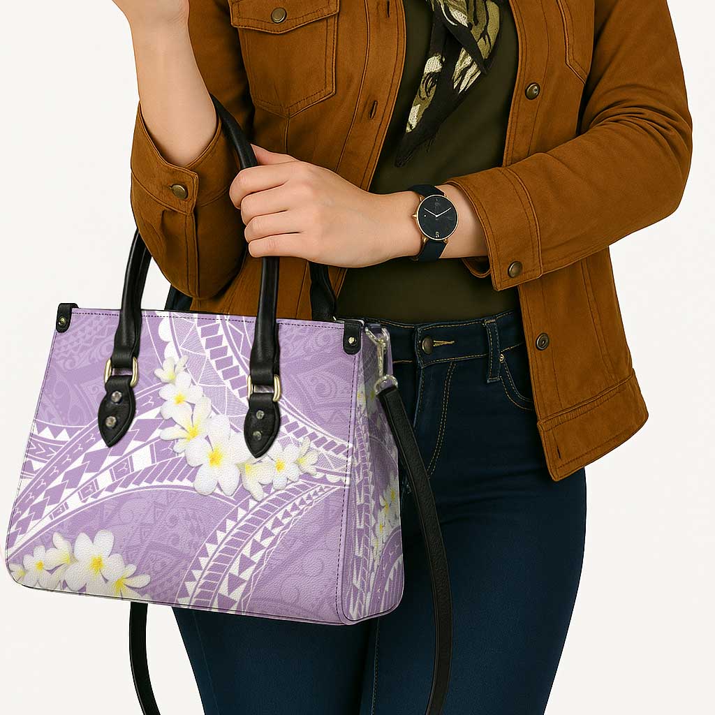 Polynesian Vintage Floral Leather Bag Lavender Motifs - Polynesian Pride