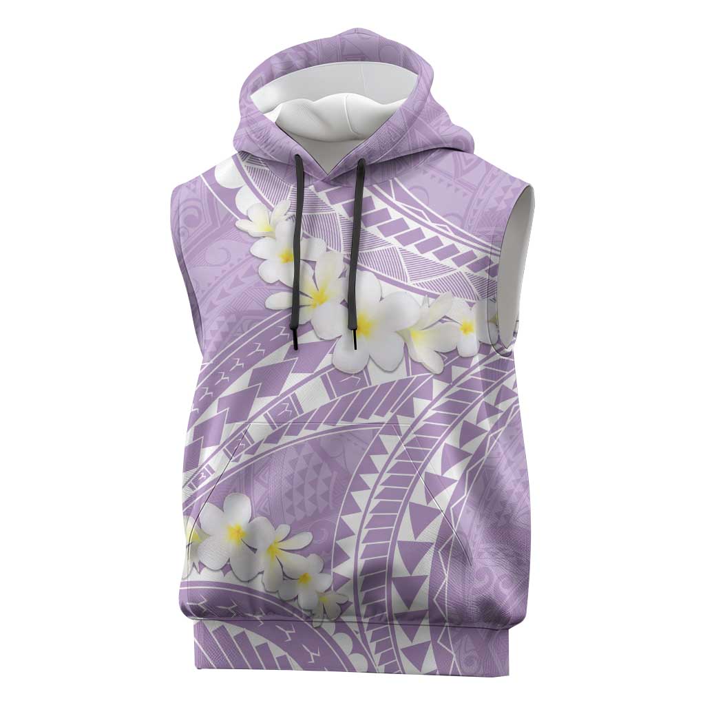 Polynesian Vintage Floral Sleeveless Hoodie Lavender Motifs LT7 Lavender - Polynesian Pride