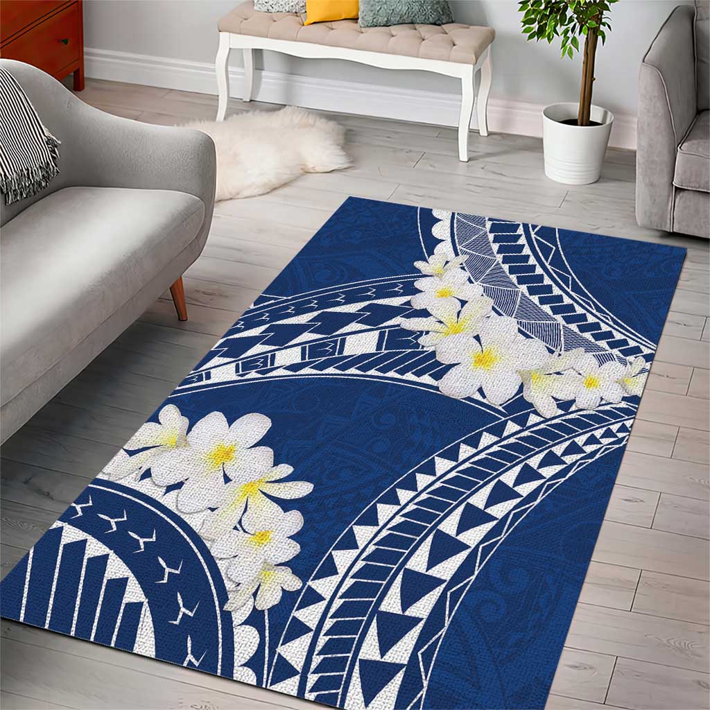 Polynesian Vintage Floral Area Rug Navy Blue Motifs LT7 - Polynesian Pride