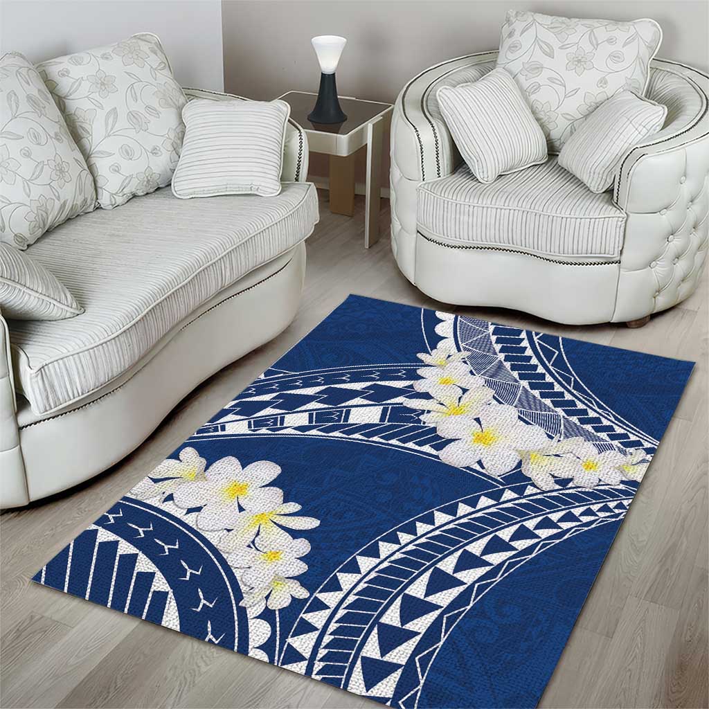 Polynesian Vintage Floral Area Rug Navy Blue Motifs LT7 - Polynesian Pride