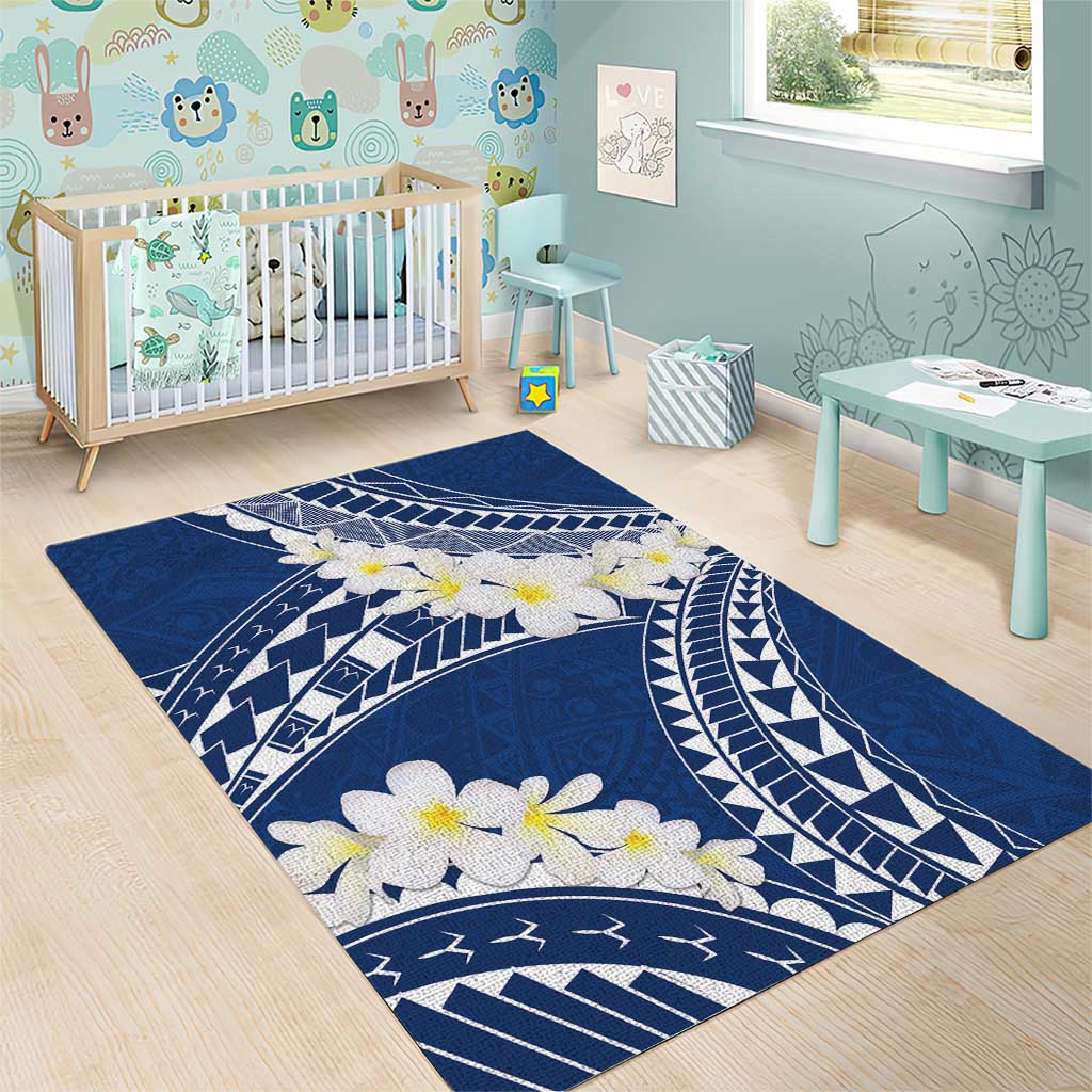 Polynesian Vintage Floral Area Rug Navy Blue Motifs LT7 - Polynesian Pride