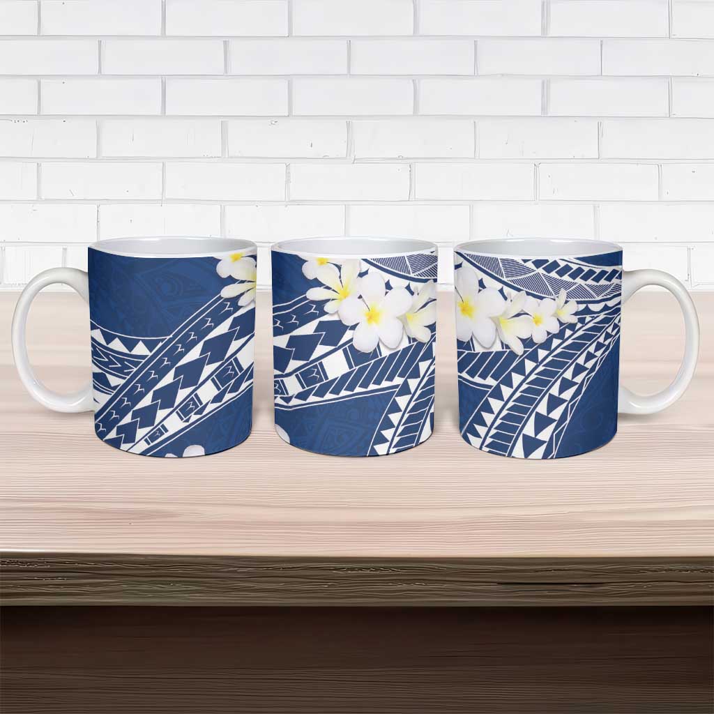 Polynesian Vintage Floral Ceramic Mug Navy Blue Motifs - Polynesian Pride