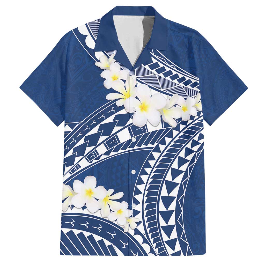 Polynesian Vintage Floral Family Matching Long Sleeve Bodycon Dress and Hawaiian Shirt Navy Blue Motifs LT7 Dad's Shirt - Short Sleeve Navy Blue - Polynesian Pride