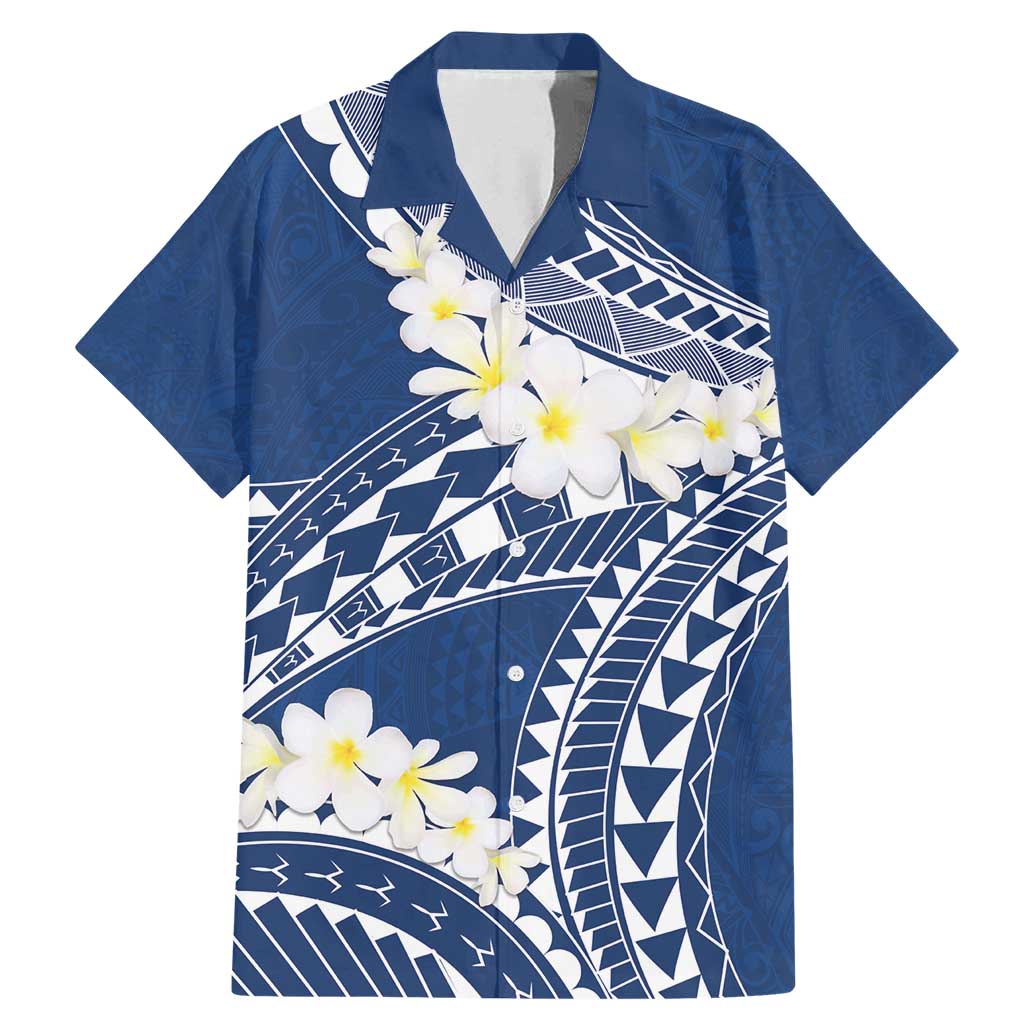 Polynesian Vintage Floral Family Matching Mermaid Dress and Hawaiian Shirt Navy Blue Motifs LT7 Dad's Shirt - Short Sleeve Navy Blue - Polynesian Pride