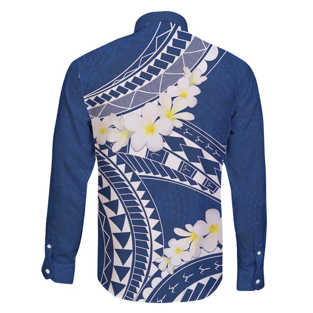 Polynesian Vintage Floral Family Matching Mermaid Dress and Hawaiian Shirt Navy Blue Motifs LT7 - Polynesian Pride