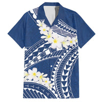 Polynesian Vintage Floral Family Matching Puletasi and Hawaiian Shirt Navy Blue Motifs LT7 Dad's Shirt - Short Sleeve Navy Blue - Polynesian Pride