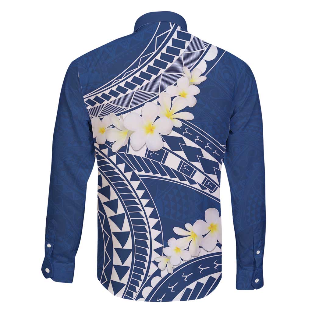Polynesian Vintage Floral Family Matching Short Sleeve Bodycon Dress and Hawaiian Shirt Navy Blue Motifs LT7 - Polynesian Pride