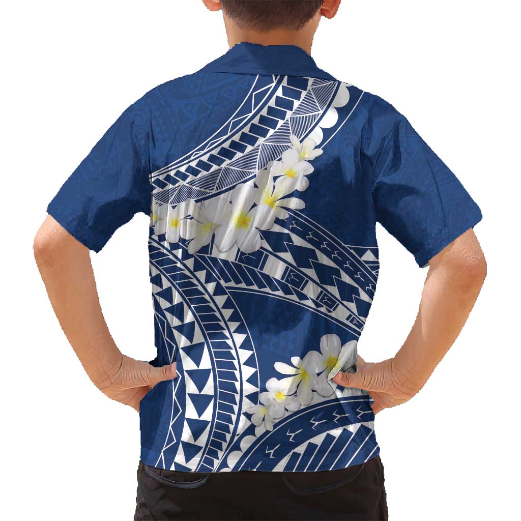 Polynesian Vintage Floral Family Matching Summer Maxi Dress and Hawaiian Shirt Navy Blue Motifs LT7 - Polynesian Pride