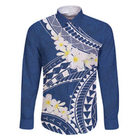 Polynesian Vintage Floral Family Matching Summer Maxi Dress and Hawaiian Shirt Navy Blue Motifs LT7 Dad's Shirt - Long Sleeve Navy Blue - Polynesian Pride