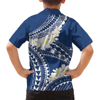 Polynesian Vintage Floral Family Matching Tank Maxi Dress and Hawaiian Shirt Navy Blue Motifs LT7 - Polynesian Pride