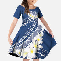 Polynesian Vintage Floral Family Matching Tank Maxi Dress and Hawaiian Shirt Navy Blue Motifs LT7 Daughter's Dress Navy Blue - Polynesian Pride