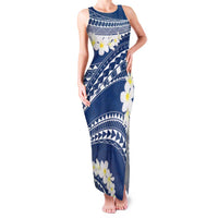 Polynesian Vintage Floral Family Matching Tank Maxi Dress and Hawaiian Shirt Navy Blue Motifs LT7 Mom's Dress Navy Blue - Polynesian Pride