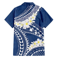 Polynesian Vintage Floral Hawaiian Shirt Navy Blue Motifs - Polynesian Pride