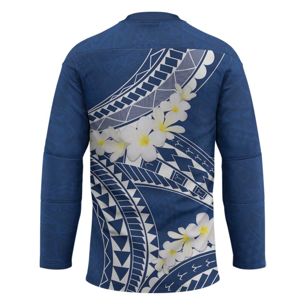 Polynesian Vintage Floral Hockey Jersey Navy Blue Motifs - Polynesian Pride