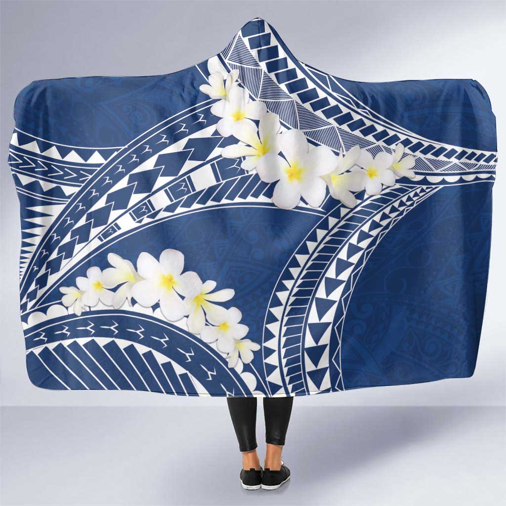 Polynesian Vintage Floral Hooded Blanket Navy Blue Motifs LT7 One Size Navy Blue - Polynesian Pride