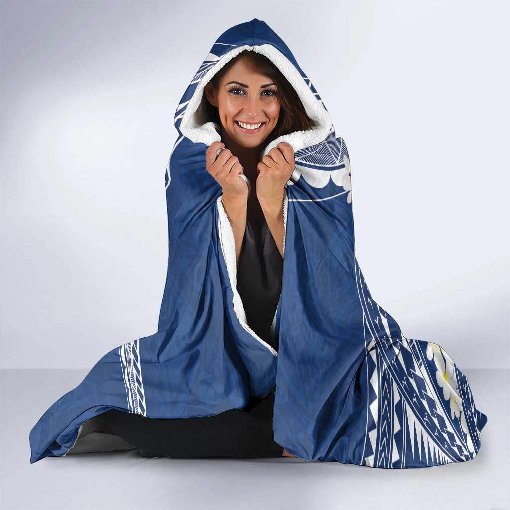 Polynesian Vintage Floral Hooded Blanket Navy Blue Motifs LT7 - Polynesian Pride