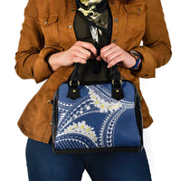 Polynesian Vintage Floral Shoulder Handbag Navy Blue Motifs LT7 - Polynesian Pride